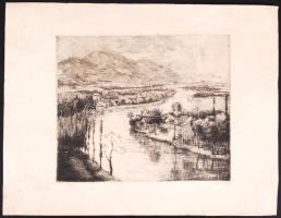 Olvashatatlan jelzéssel: Folyó. Rézkarc, papír, 29×34 cm