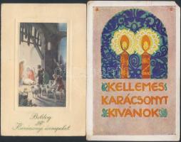 13 db régi, karácsonyi üdvözlőlap, benne néhány litho / 13 Christmas greeting cards, some litho card...