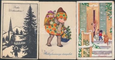 15 db régi, karácsonyi üdvözlőlap, benne néhány litho / 15 Christmas greeting cards, some litho