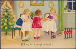 15 db régi, karácsonyi üdvözlőlap, benne néhány litho / 15 Christmas greeting cards, some litho
