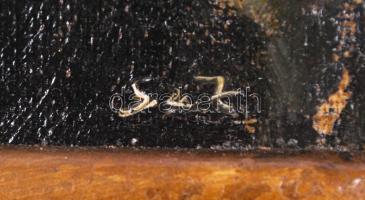 SZJ jelzéssel: Viharos tenger. Olaj, vászon, keretben, 28×40 cm