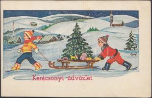 12 db régi, karácsonyi üdvözlőlap / 12 Christmas greeting cards