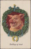 New Year, pig, litho