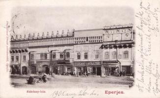 Eperjes, Rákóczi ház, Palecsko V., Werther J. üzletei / Rákóczi house, shops, Divald