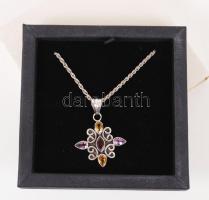 Ezüst függő gránát, citrin, ametiszt befoglalt díszítéssel ezüst láncon, jelzett /
Silver pendant, 1...