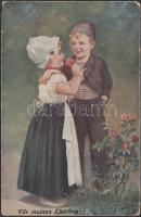 10 db régi, vegyes minőségű képeslap: városképek (Budapest, Alsólendva) és motívumlapok / 10 mainly ...