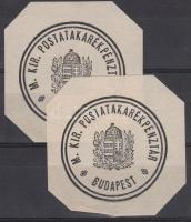 kb. 1930 2 db levélzáró "M. KIR. POSTATAKARÉKPÉNZTÁR BUDAPEST"