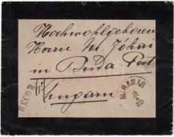 1889 Stefánia főhercegné, Rudolf trónörökös felesége saját kezűleg címzett levélborítékja Triesztből Jókai Mórnak. Valószínűleg a Rudolf halálára küldött kondoleáló levélre írt válasz volt benne /  1889 Princess Stephanie autograph written envelope to Mór Jókai in reply to his condoling letter following Rudolph's death