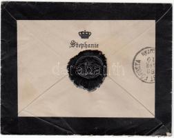 1889 Stefánia főhercegné, Rudolf trónörökös felesége saját kezűleg címzett levélborítékja Triesztből...