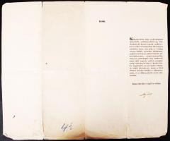 1848 Katonai, újoncozással kapcsolatos rendelet Mészáros Lázár hadügyminiszter saját kezű aláírásával / 1848 Military document with autograph signature of Lazar Meszaros, minister of defence