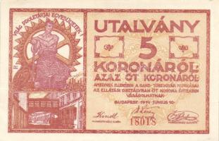 Budapest 1919. "Ganz Törzsgyár" 1K + 2K + 5K + 10K (tűlyukak) utalványa piros sorszámmal T...