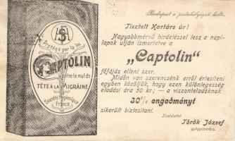 1899 Török József gyógyszerész Captolin reklámja / Captolin advertisement of the pharmacist József Török (wet damage)