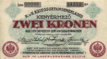 Kenyérmező/hadifogolytábor 1916. január 15. 2K sorozat- és sorszámmal, két oldalon bélyegzés T:II,II...