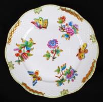 Herendi Viktória mintás süteményes tányér, kézzel festett, jelzett, hibátlan, összesen:6 db, d:20,5 ...