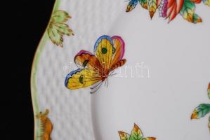 Herendi Viktória mintás süteményes tányér, kézzel festett, jelzett, hibátlan, összesen:6 db, d:20,5 ...