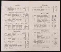 cca 1930 Kiskunfélegyházi Fürdő Szálló étterme étlap