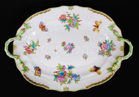 Herendi Viktória mintás húsos tál, kézzel festett, jelzett (koronás), hibátlan, 32×45 cm / Antique Herend meat bowl, perfect condition