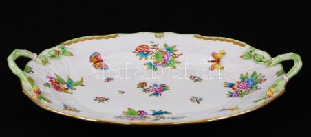 Herendi Viktória mintás húsos tál, kézzel festett, jelzett (koronás), hibátlan, 32×45 cm / Antique H...
