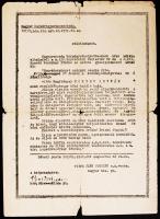 1942 Horthy István halála alkalmából kiadott tábori gyászparancs. Jány Gusztáv parancsa. / 1942 Mourning command for the death of Horthys son on field