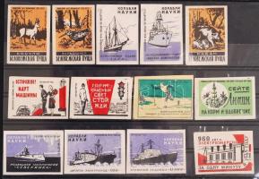 38 db különböző orosz gyufacímke