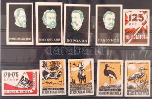 38 db különböző orosz gyufacímke