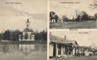 Mándok, Plaschil Róbert kereskedése, katolikus templom, szolgabírói hivatal (Rb)