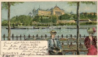 Budapest I. Királyi Várpalota, Back & Schmidt litho s: Rosenberger (levágott / cut)