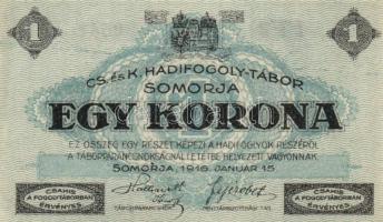 Somorja/hadifogolytábor 1916.január 15. 1K két nagybetű és egy szám sorozat T:I- Adamo HHS-1.4.1