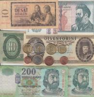 1960-2007. 6xklf magyar és külföldi bankjegy + 1999-2002. 1c-2E (8xklf) T:vegyes 1960-2007. 6xdiff banknotes + 1999-2002. 1 Cent - 2 Euro (8xdiff) C:mixed