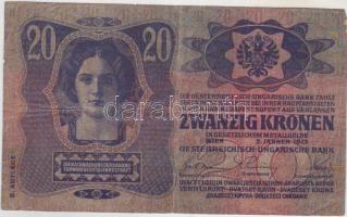 1913. 20K II. kiadás cseh ellenbélyeggel T:III