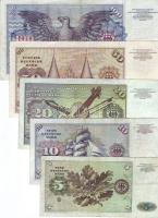 NSZK 1986. 5DM, 1970. 10DM, 1980. 20DM, 1980. 50DM, 1790. 100DM T:II