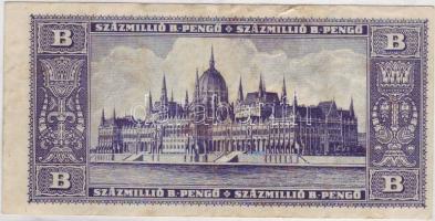 1946. 100.000.000B.-pengő, balra csúszott nyomással T:II/II-