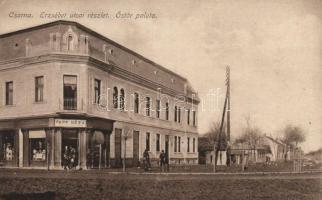 Csorna, Erzsébet utca, Östör-palota, Papp Géza kereskedése; Berger testvérek kiadása