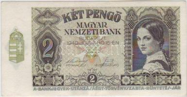 1940. 2P, sor és sorozatszám erősen felcsúszva T:I