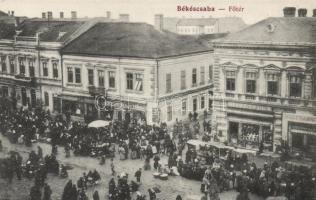 Békéscsaba, Főtér, Lőwy Jakab és Reisz Gyula kereskedései; Tevan Adolf kiadása