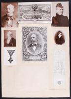 cca 1930-1970 A Hunyadi keserűvíz története. Korabeli italcímkék, reklámok, fotó reprodukciók 12 db ...