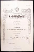1915 Díszes k.u.k. főhadnagyi kinevezés Krobatin honvédelmi miniszter aláírásával / Decorative lutenant appointing warrant with the signature of the Krobatin Minister of War