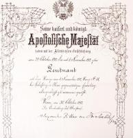 1912 Díszes k.u.k. hadnagyi kinevezés Krobatin honvédelmi miniszter aláírásával / Decorative lutenan...