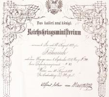 1909 Díszes k.u.k. zászlósi kinevezés / Decorative ensign appointing warrant