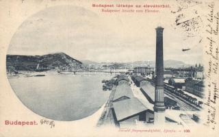 Budapest látképe az Elevátorból; Divald fénynyomda