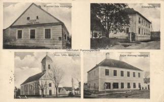 Pornóapáti, Wachter Ede vendéglője, Bajor Herczeg intézőlak, katolikus templom, községháza (EK)