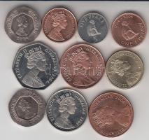 Gibraltár 2004-2005. 1p - 1Ł 10klf db, sor T:1,2,PP Gibraltar 2004-2005. 1 penny - 1 Pound 10 different, set C:UNC,XF,PP