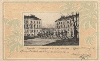 Kaposvár, Einzel Marsch a laktanyában; Gerő Zsigmond kiadása, floral litho