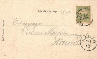 Kaposvár, Einzel Marsch a laktanyában; Gerő Zsigmond kiadása, floral litho