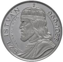 2000. "Szt. István 969-1038. - Államalapítás, Ezeréves Magyarország" Ag emlékérem (123.5g/0.999)!! Szign.: Kósa István T:PP RR! Kevesebb mint 400db!! Tanúsítvánnyal, dísztokban! / Hungary 2000. "1000th Anniversary of Hungary" piefort pure Ag coin (123.5g/0.999)! Sign.: István Kósa C:PP RR!! Less than 400 examples!! With certificate in case!