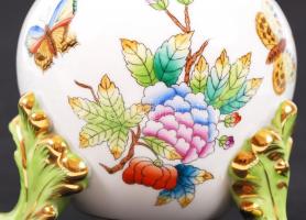 Herendi Viktória mintás lábas váza, kézzel festett, jelzett, hibátlan, m:15 cm / Herend Victoria por...