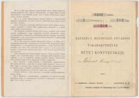 1918 Egyesült Budapesti Fővárosi Takarékpénztár betétkönyve