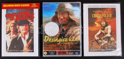 3 db bontatlan műsoros DVD-film (Charles Bronson Mr. Majestyk, Chato földje,  Dzsingisz kán).