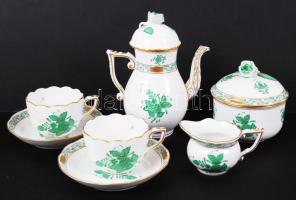 Herendi Apponyi mintás két személyes mokkás készlet, kézzel festett, jelzett, hibátlan