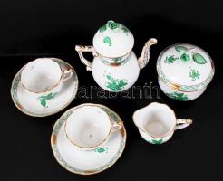 Herendi Apponyi mintás két személyes mokkás készlet, kézzel festett, jelzett, hibátlan